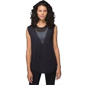 lululemon athletica Black Tank Top Deep V Mesh Front Size S